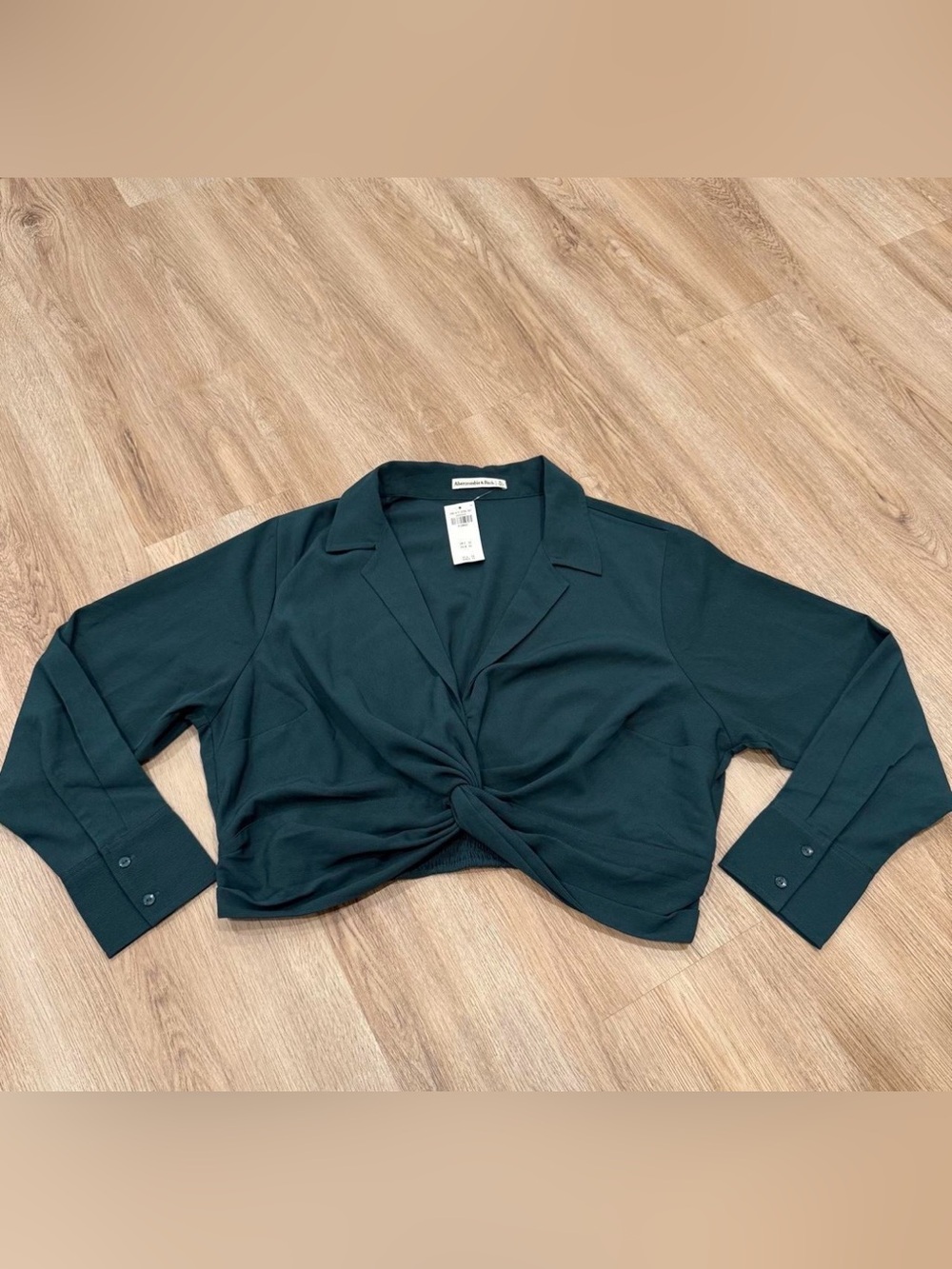 Abercrombie & Fitch Teal Knot-Front Button Down Shirt